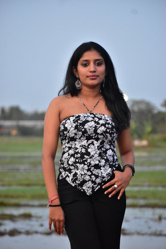 Noir Petal Hanky Top