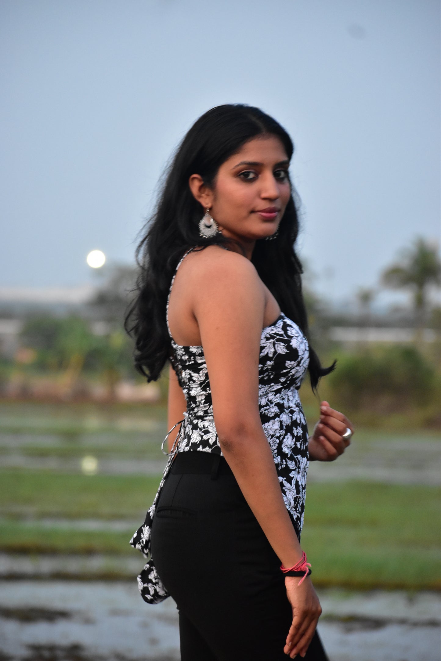 Noir Petal Hanky Top